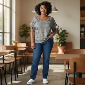 Umgee USA Sage Green Textured Top – 1XL – 100% Cotton